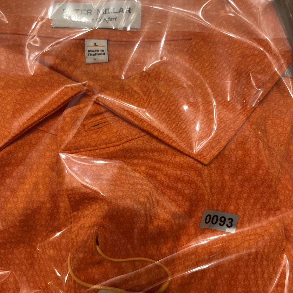 Peter Millar Summer Comfort Tesseract Geometric Golf Polo Orange Men's Large - Picture 8 of 8